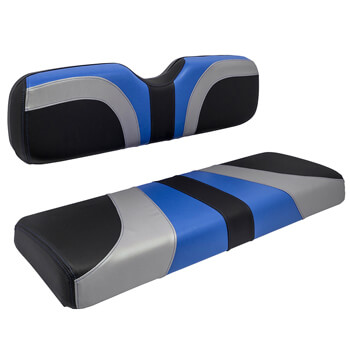 BuggiesUnlimited.com; Club Car - Red Dot Blade Alpha Blue Silver and Black Front Seat Cover
