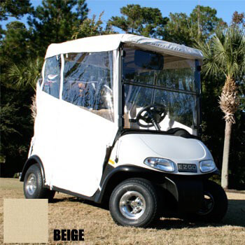 BuggiesUnlimited.com; 1982-99 Club Car DS 2-Passenger - RedDot Beige 3-Sided Over-the-Top Enclosure