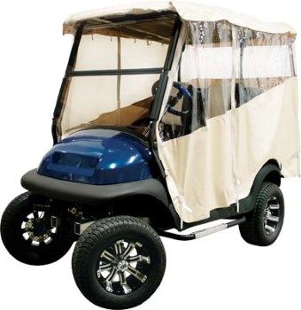 BuggiesUnlimited.com; 2004-Up Club Car Precedent - 3-Sided 4-Passenger Ivory Over-The-Top Soft Enclosure
