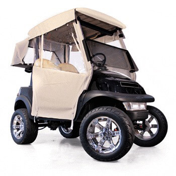 BuggiesUnlimited.com; Club Car Carryall 500 Straight Back w/  Hooks - RedDot Beige 3-Sided Over-the-Top Enclosure
