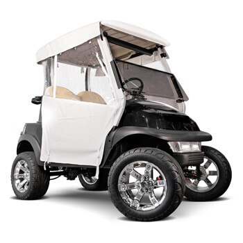 BuggiesUnlimited.com; Club Car Carryall 500 Straight Back w/  Hooks - RedDot White 3-Sided Over-the-Top Enclosure