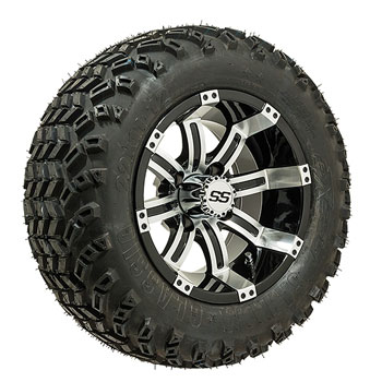 BuggiesUnlimited.com; GTW Machined/ Black Tempest 12 in Wheels with 22x11-12 Sahara Classic All-Terrain Tires - Set of 4