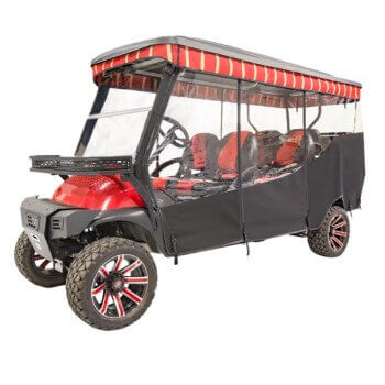 BuggiesUnlimited.com; 2004- Club Car Precedent - Red Dot 3-Sided Soft Enclosure for Triple Track 120in Top