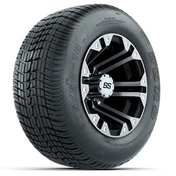 BuggiesUnlimited.com; GTW Specter Machined/ Black 10 in Wheels with 20 in Duro Lo-Pro Street Tires - Set of 4