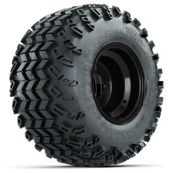 BuggiesUnlimited.com; Black Steel 8 in Wheels with 18 in Sahara Classic All-Terrain Tires - Set of 4