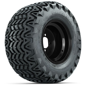 BuggiesUnlimited.com; GTW Steel Black 10 in Wheels with 20x10-10 Predator All-Terrain Tires - Set of 4