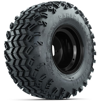 BuggiesUnlimited.com; GTW Steel Matte Black 3:5 Offset 10 in Wheels with 22 in Sahara Classic All-Terrain Tires - Set of 4