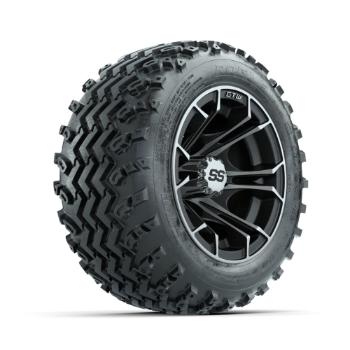 BuggiesUnlimited.com; GTW Spyder Machined/ Matte Grey 10 in Wheels with 18x9.50-10 Rogue All Terrain Tires – Set of 4