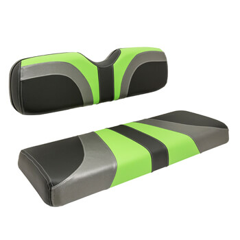 BuggiesUnlimited.com; 2000-Up Club Car DS - Red Dot Blade Lime Green Charcoal and Black Front Seat Cover