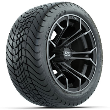 BuggiesUnlimited.com; GTW Matte Machined/ Gray Spyder 12 in Wheels with 215/ 35-12 Mamba Street Tires - Set of 4