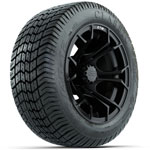 GTW Matte Black Spyder 12 in Wheels with 215/ 40-12 Excel Classic Street Tires - Set of 4