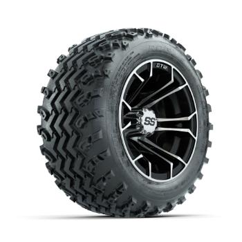 BuggiesUnlimited.com; GTW Spyder Machined/ Black 10 in Wheels with 18x9.50-10 Rogue All Terrain Tires – Set of 4