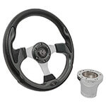 2004-Up Club Car Precedent - GTW Carbon Fiber Rally Steering Wheel with Chrome Adaptor
