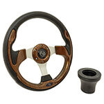 1994.5-Up EZGO - GTW Woodgrain Rally Steering Wheel with Black Adaptor Kit