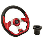 2004-Up Club Car Precedent - GTW&reg; Red Racer Steering Wheel with Black Adaptor