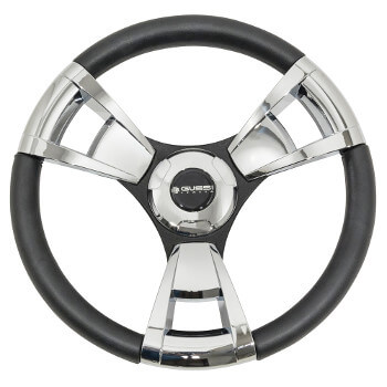BuggiesUnlimited.com; 1982-Up Club Car DS - Gussi Italia Model 13 Black and Chrome Steering Wheel