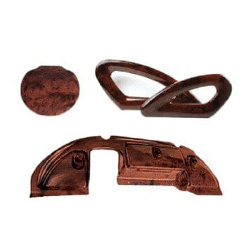 BuggiesUnlimited.com; 2008-Up Club Car Precedent Champion - Burlwood Dash Cover Seat Rails and Steering Wheel Cover Kit