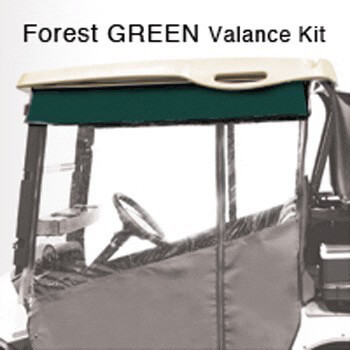 BuggiesUnlimited.com; 2004-Up Club Car Precedent-Onward-Tempo - Red Dot Chameleon Forest Green Valance