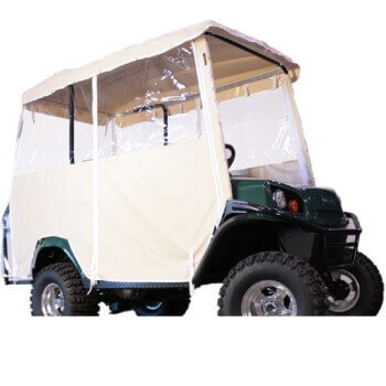BuggiesUnlimited.com; EZGO L6-S4 - 3-Sided 4-Passenger Ivory Over-The-Top Soft Enclosure