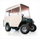 EZGO L4-S4 - Red Dot 3-Sided Beige Track Style Soft Enclosure with Factory Top