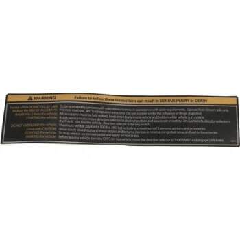 BuggiesUnlimited.com; 2008-Up EZGO RXV - Warning and Instruction Decal