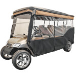 1996-13 EZGO TXT - Red Dot 3-Sided Stock Enclosure with Stripe Valance for Triple Track 120in Top