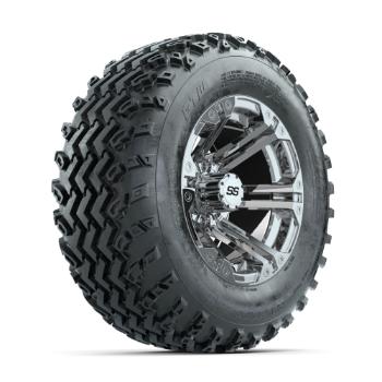 BuggiesUnlimited.com; GTW Specter Chrome 12 in Wheels with 23x10.00-12 Rogue All Terrain Tires – Set of 4