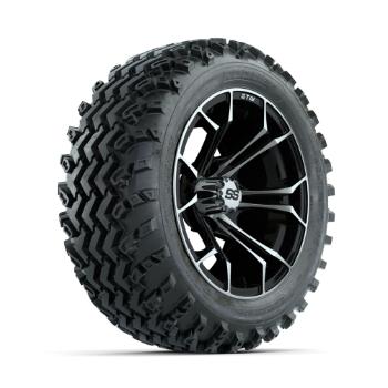 BuggiesUnlimited.com; GTW Spyder Machined/ Black 14 in Wheels with 23x10.00-14 Rogue All Terrain Tires – Set of 4