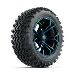 GTW Spyder Blue/ Black 14 in Wheels with 23x10.00-14 Rogue All Terrain Tires – Set of 4