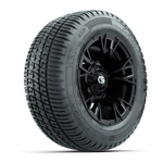 GTW&reg; Vandal Matte Black Machined 12 in Wheels with 215-50-R12 Fusion SR Tires - Set of 4