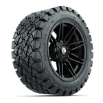 GTW&reg; Stealth Gloss Black 14 in Wheels with 22x10-14 Timberwolf All-Terrain Tires - Set of 4