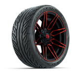 GTW&reg; Stealth Gloss Black Red 14 in Wheels with 205-40-R14 Fusion GTR Street Tires - Set of 4