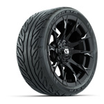 GTW&reg; Diablo Gloss Black Machined 14 in Wheels with 205-40-R14 Fusion GTR Street Tires - Set of 4