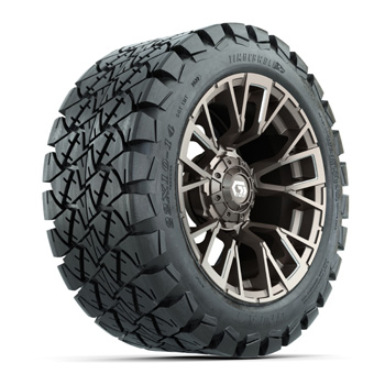 BuggiesUnlimited.com; GTW® Vandal Bronze Machined 14 in Wheels with 22x10-14 Timberwolf All-Terrain Tires - Set of 4