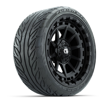 BuggiesUnlimited.com; GTW® Barricade Gloss Black 15 in Wheels with 215-40-R15 Fusion GTR Street Tires - Set of 4