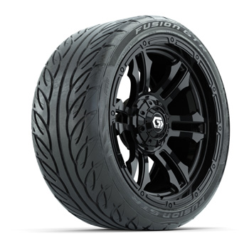 BuggiesUnlimited.com; GTW® Shogun Black 15 in Wheels with 215-40-R15 Fusion GTR Steel Belted Street Tires - Set of 4