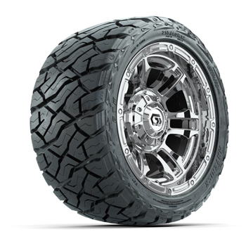 BuggiesUnlimited.com; GTW Shogun Chrome 12 in Wheels with 215/ 40-R12 Maverick Low-Profile All-Terrain Tires – Set of 4