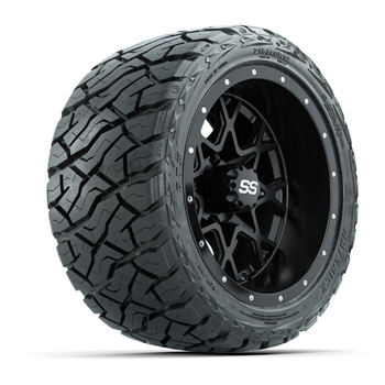 BuggiesUnlimited.com; GTW&reg; Vortex Matte Black 12 in Wheels with 215/ 40-R12 Maverick Low-Profile A/ T Tires – Set of 4