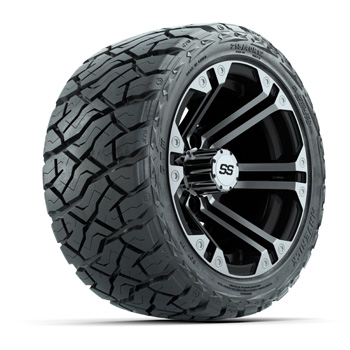 BuggiesUnlimited.com; GTW Specter Black/ Machined 12 in Wheels with 215/ 40-R12 Maverick Low-Profile A/ T Tires – Set of 4