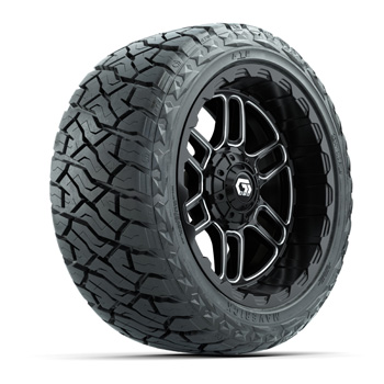 BuggiesUnlimited.com; GTW Titan Black/ Machined 14 in Wheels with 23x10.00-R14 Maverick All-Terrain Tires – Set of 4