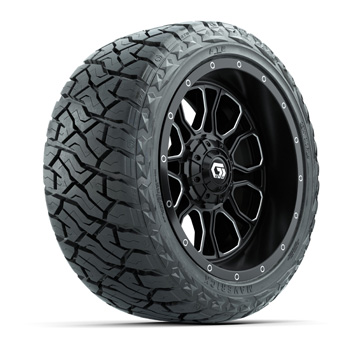 BuggiesUnlimited.com; GTW Volt Black/ Machined 14 in Wheels with 23x10.00-R14 Maverick All-Terrain Tires – Set of 4