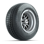 GTW Medusa Black/ Machined 10 in Wheels with 205/ 50-R10 Fusion S/ R Steel Belt Street Tires - Set of 4