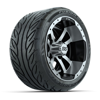 BuggiesUnlimited.com; GTW&reg; Storm Trooper Black/ Machined 12 in Wheels with 215/ 40-12 Fusion GTR Street Tires - Set of 4