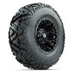 GTW&reg; Stellar Black 12 in Wheels with 25X10-12 Barrage Mud Tires - Set of 4