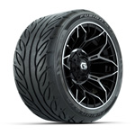 GTW&reg; Stellar Black/ Machined 12 in Wheels with 215/ 40-R12 Fusion GTR Street Tires - Set of 4