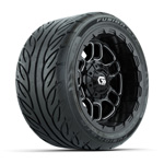 GTW&reg; Titan Black/ Machined 12 in Wheels with 215/ 40-R12 Fusion GTR Street Tires - Set of 4