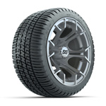 GTW&reg; Spyder Silver Brush 12 in Wheels with 205/ 30-12 Fusion Street Tires - Set of 4