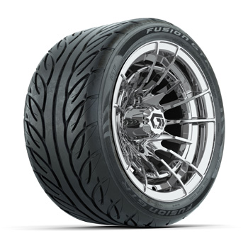 BuggiesUnlimited.com; GTW® Boost Chrome 12 in Wheels with 215/ 40-R12 Fusion GTR Steel Belt Street Tires - Set of 4