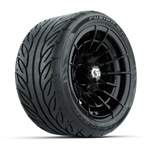 GTW&reg; Boost Gloss Black 12 in Wheels with 215/ 40-R12 Fusion GTR Street Tires - Set of 4