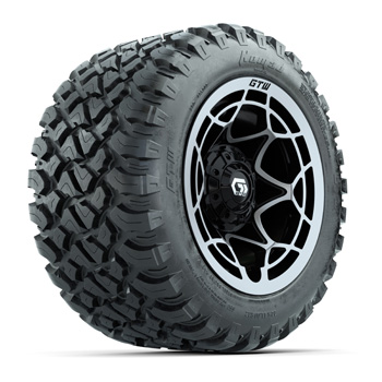 BuggiesUnlimited.com; GTW® Nexus Black/ Silver 12 in Wheels with 22X11-R12 Nomad A/ T Tires - Set of 4